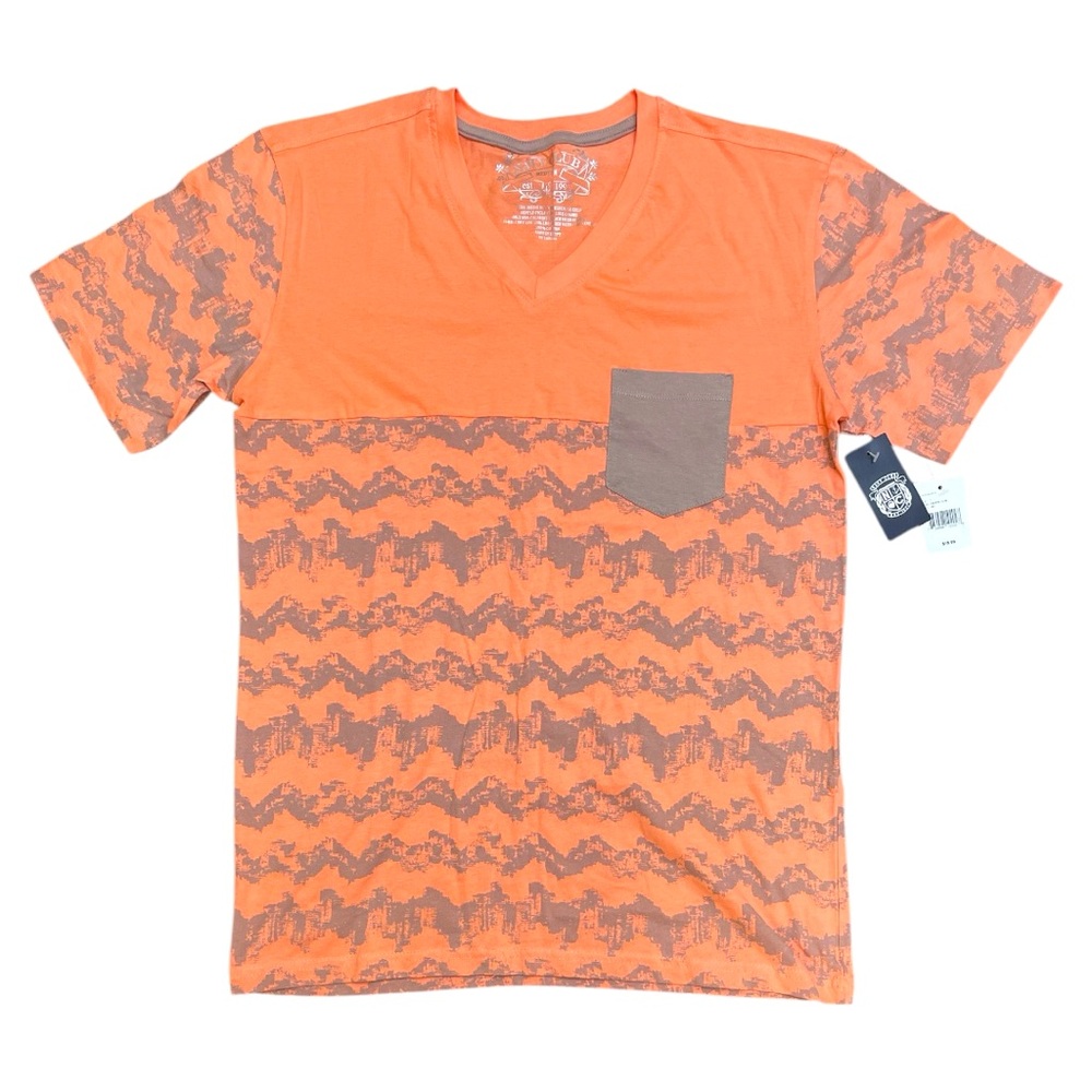 Orange and Brown V-Neck Men's Shirt